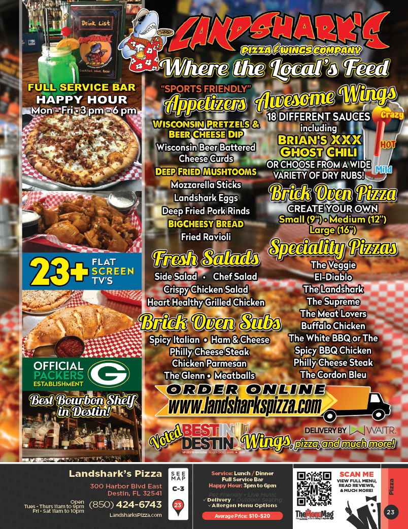 Landshark's Pizza & Wing Company Destin - The Menu Mag