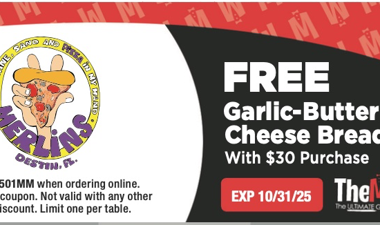 merlins pizza destin coupon free breadsticks